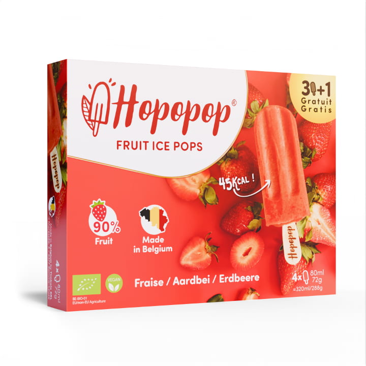 Hopopop Glace de fruits fraise bio 4x80ml